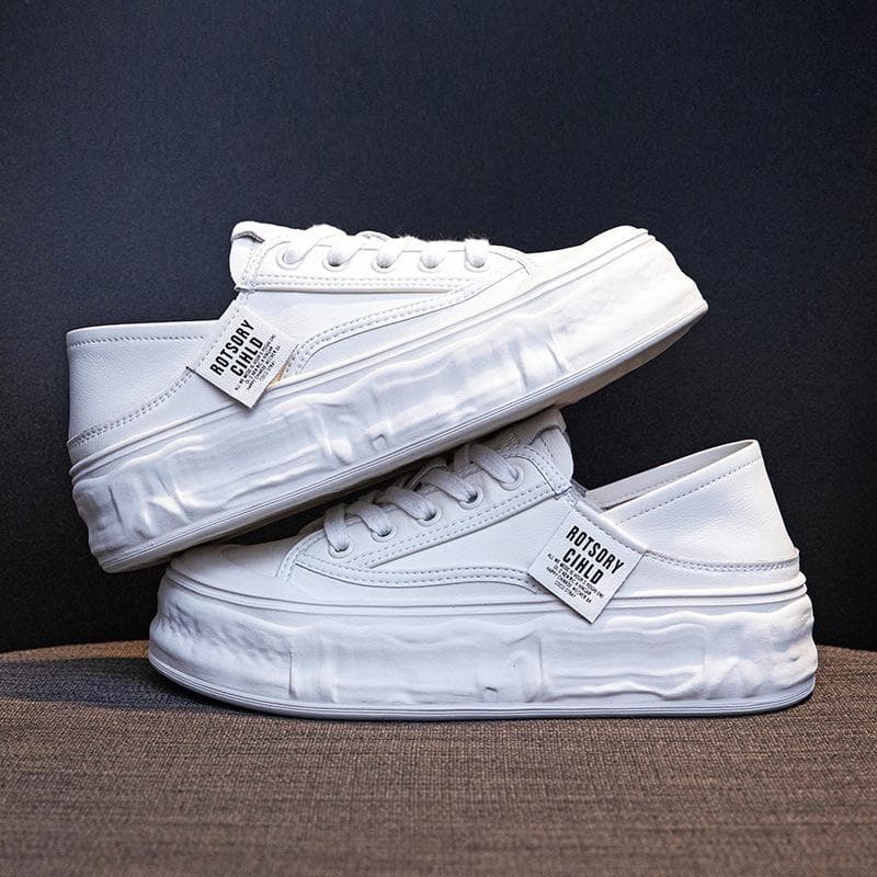 Genuine Leather White Shoes Women's Spring New Thick-soled Biscuit Shoes All-match Casual Two-wear Board Shoes Women's Single Shoes 40