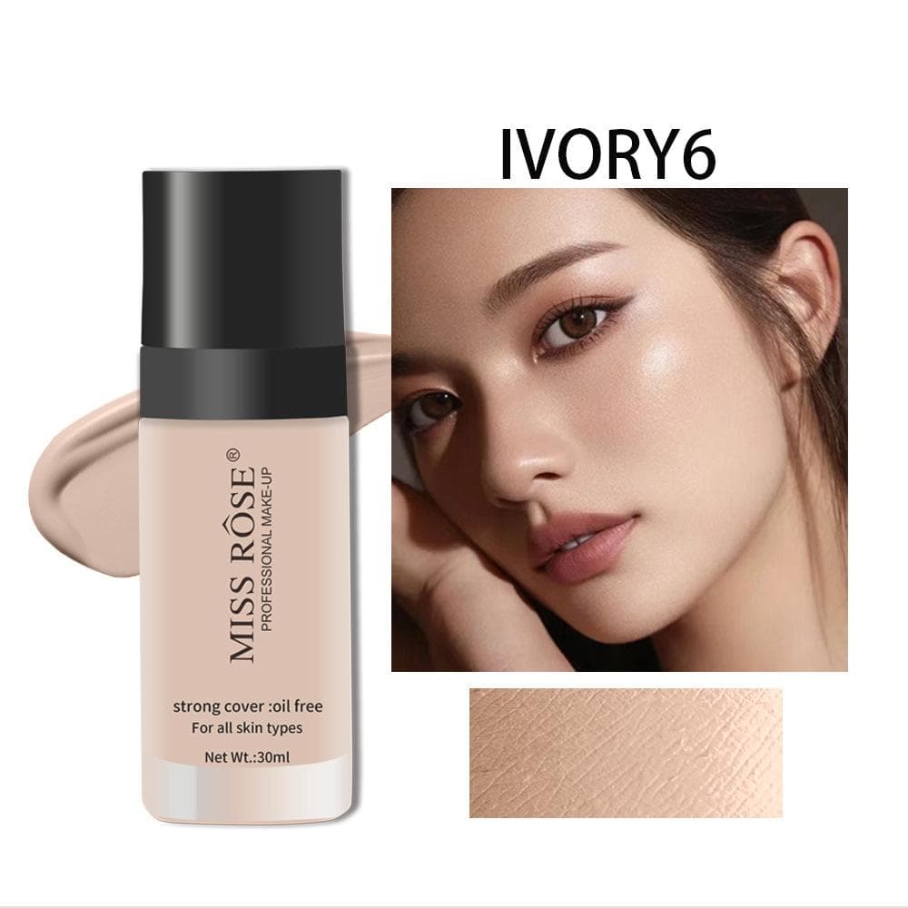 MISS ROSE 30ml/pc Exquisite Girl Concealer Foundation Long Lasting Foundations & Concealers Natural Translucent Glass Bottle Encapsulated Foundation ivory6