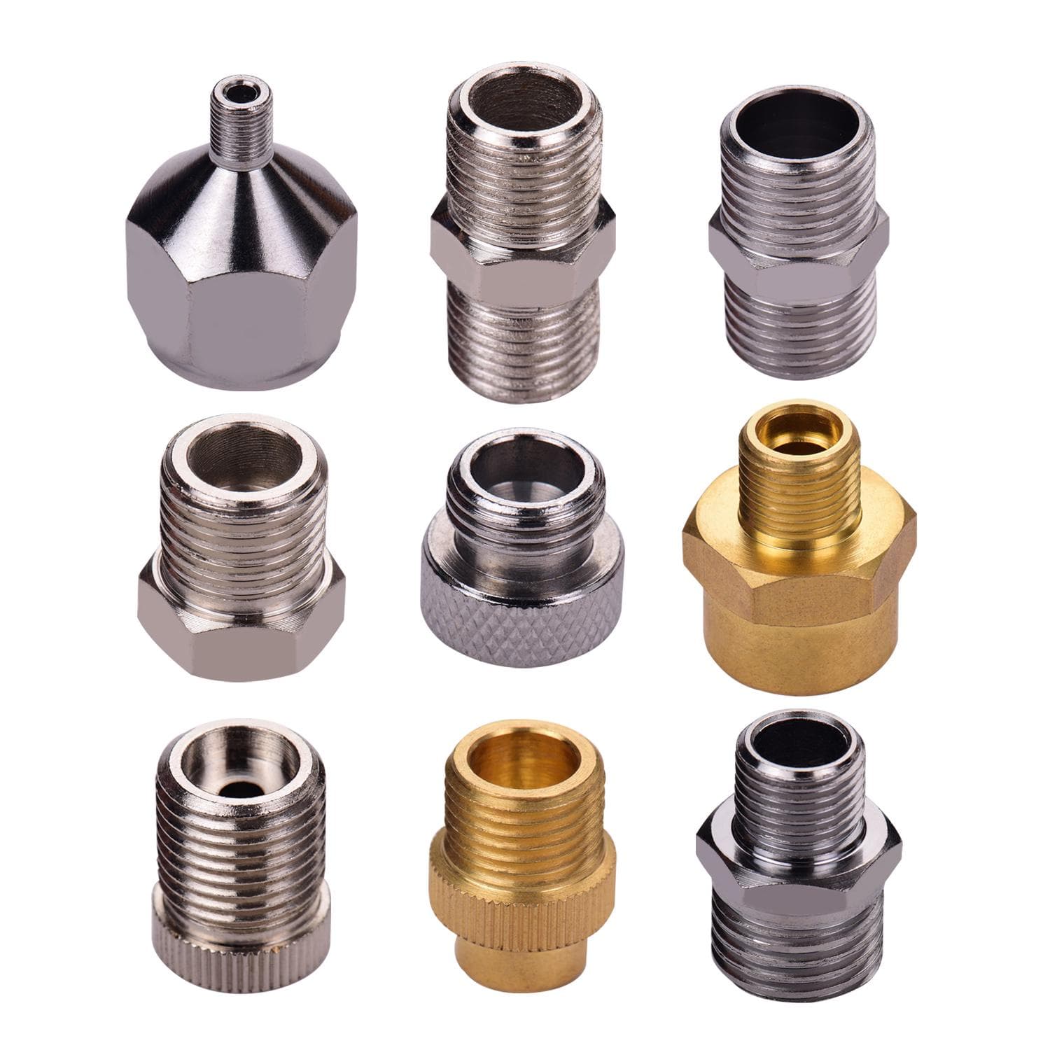 9pcs Airbrush Adapter Kit MultiSize Fitting Connector Set for airbrush air hose Compatible with multicolour