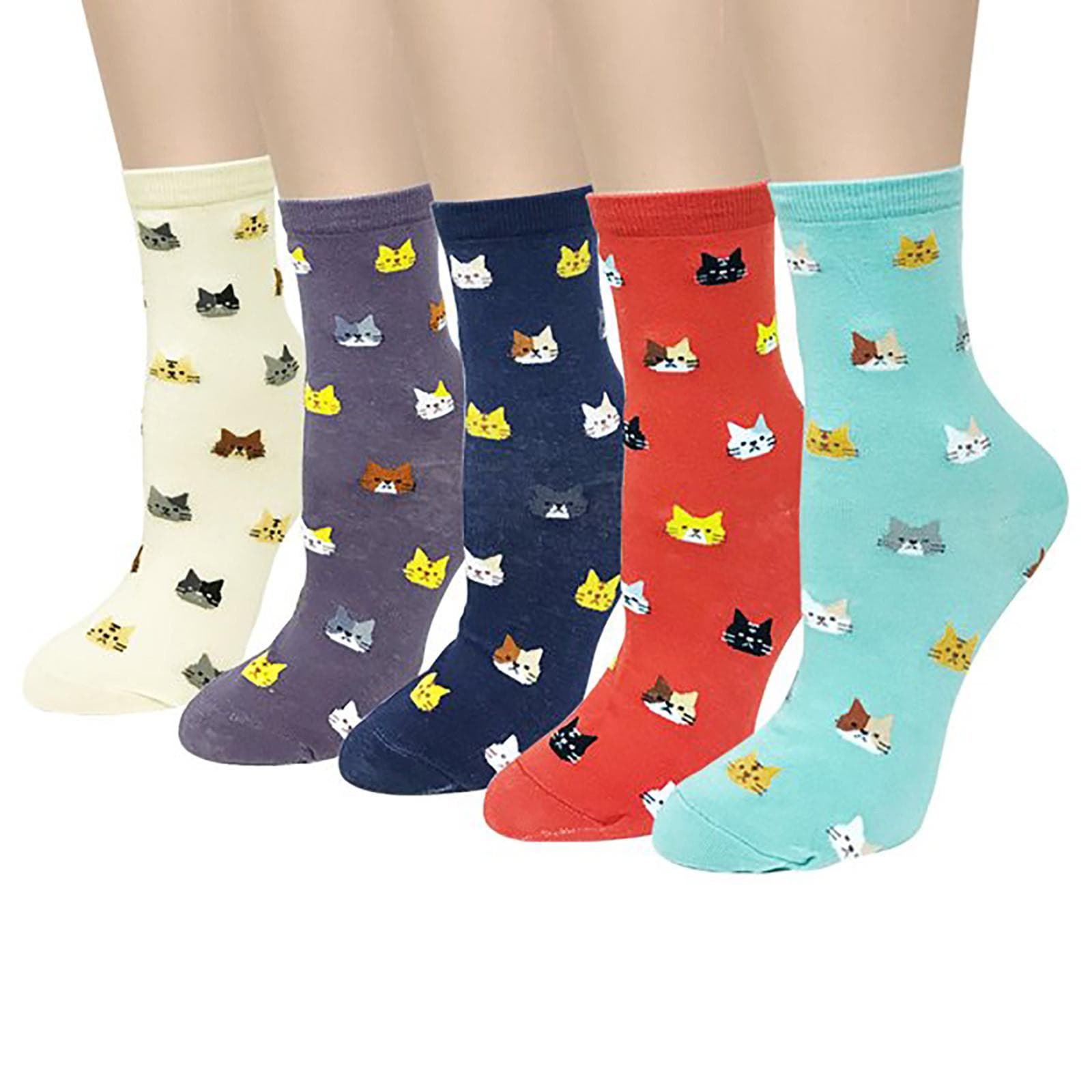 Lovely Women's Animal Printing 5 Pairs Of Casual Cat And Dog Socks S