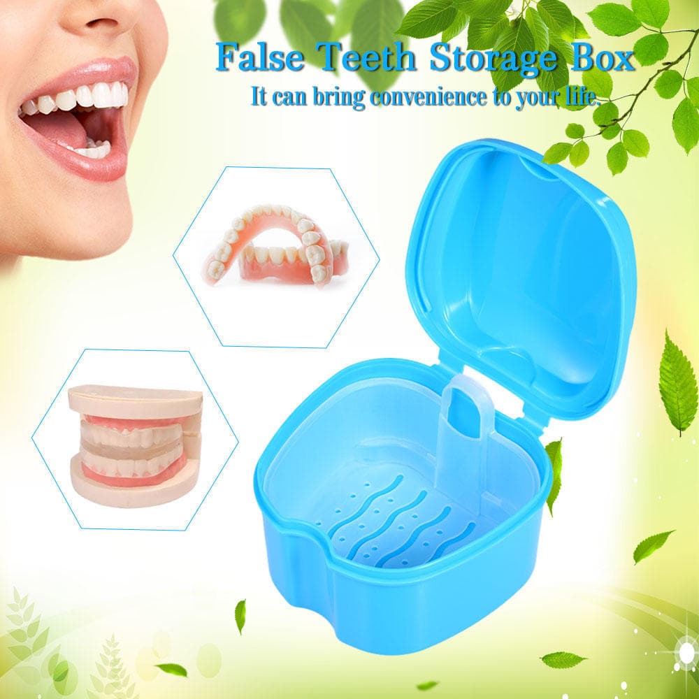 Denture Bath Box Appliance False Teeth Storage Case Rinsing Basket Retainer