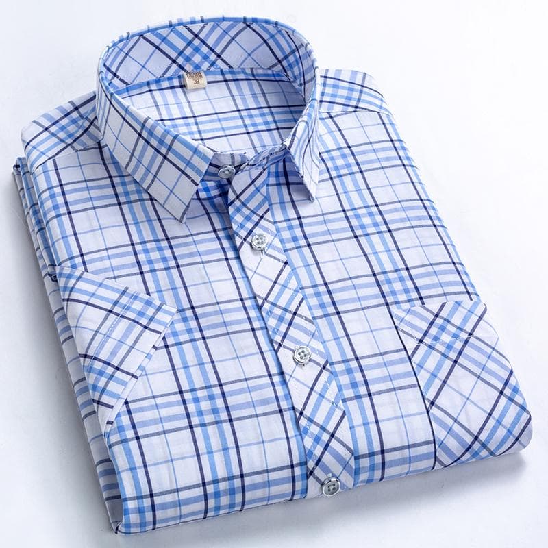 Men fashion plaid short sleeve shirt Summer 4XL