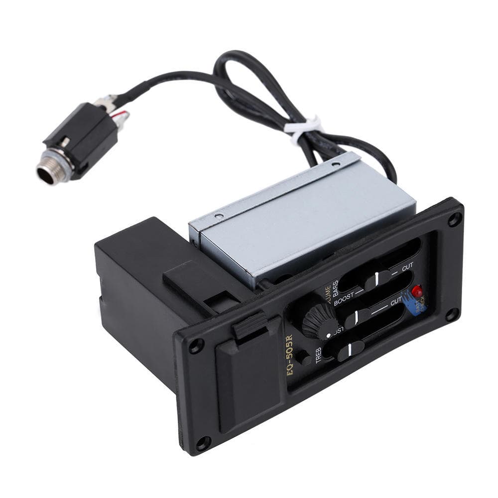3-Band Acoustic Guitar Tone and Volume Amplifier EQ Equalizer Preamp Piezo Pickup Tuner black