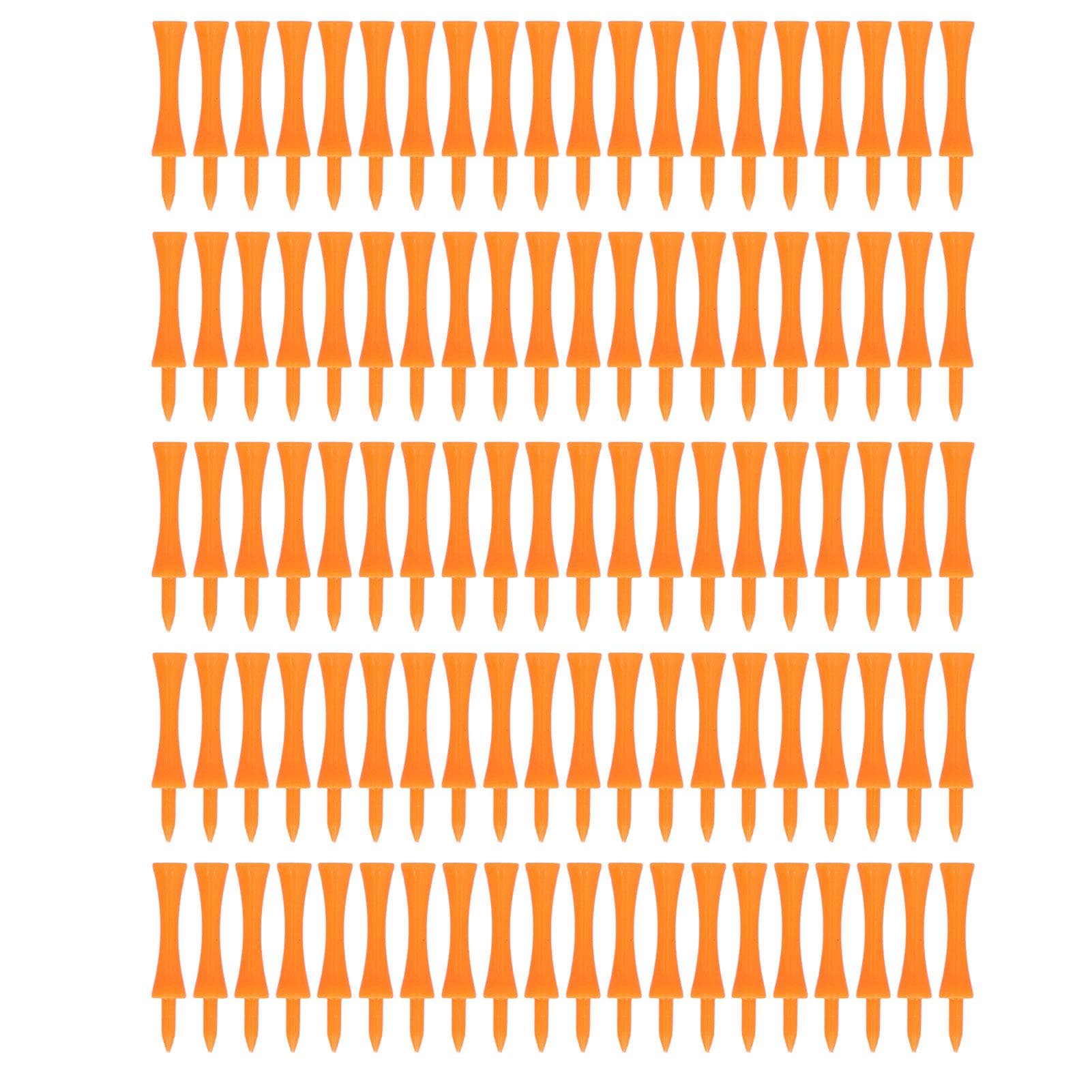 100Pcs 70mm Orange Plastic Golf Tees Set Lightweight Small Portable Trapezoidal Tees for Outdoor