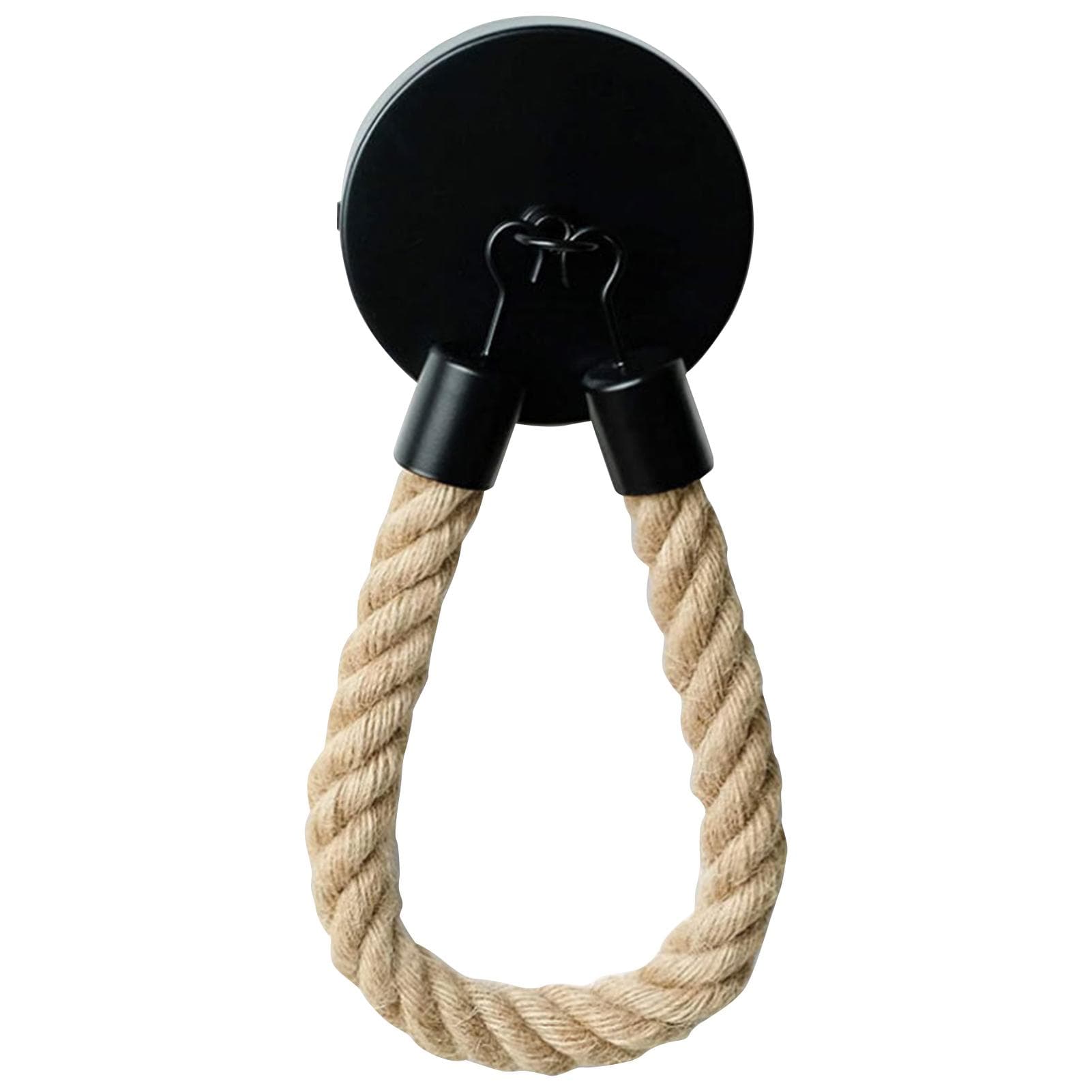 Vintage Toilet Paper Roll Holder Towel Rack Wall Mounted Hanging Rope Tissue Holder for Bedroom black
