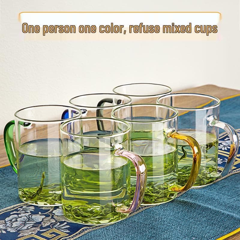High-Temperature Resistant Borosilicate Glass Cup with Handle – Ideal for Tea, Coffee, Water, and Milk Single 450ml Transparent