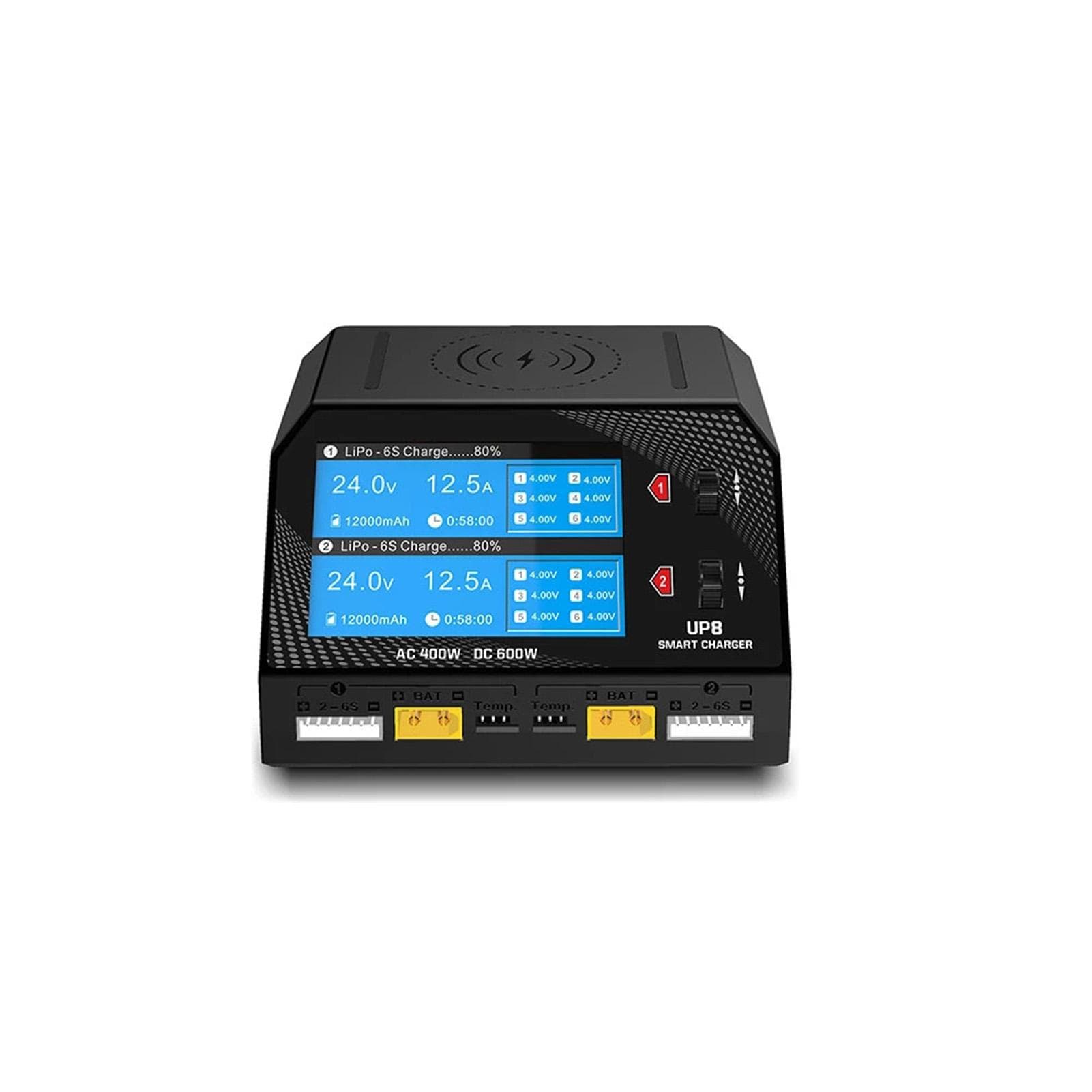 UP8 Battery Balance Charger AC 400W DC 600W 2x16A Dual Channel Battery Balance Charger Discharger EU plug black