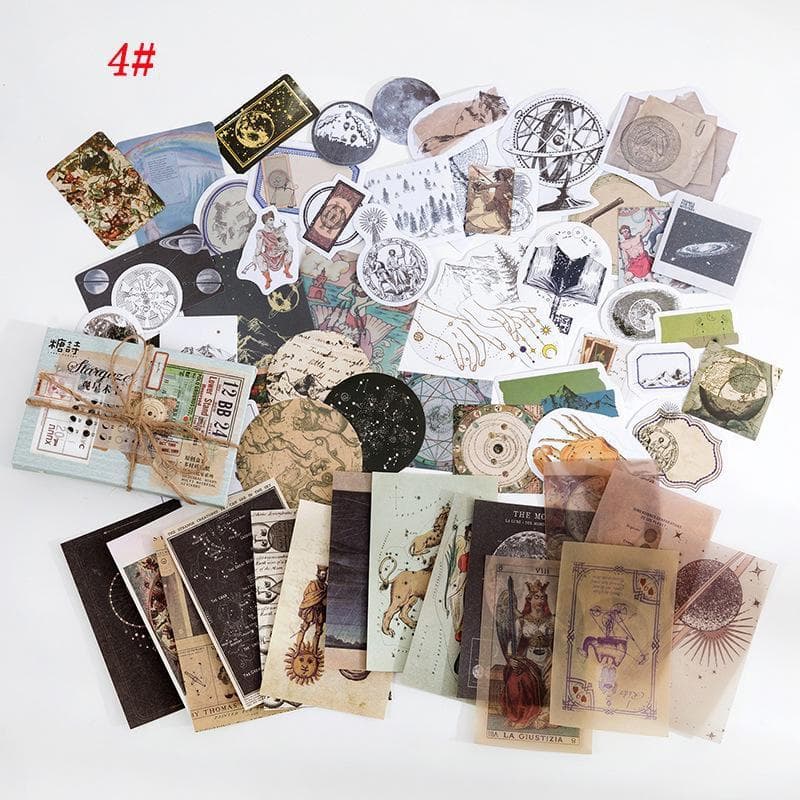 60PCS/SET multi-choice stickers Material package Vintage literary plants characters DIY handbook decoration Scrapbooking Label Diary Journal Planner Star Watcher