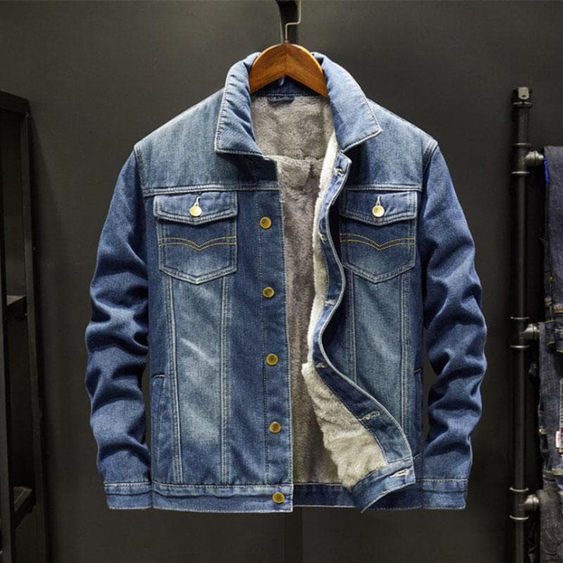 Men's Plus Size Thick Denim Jacket Windproof Warm Casual Top 4XL