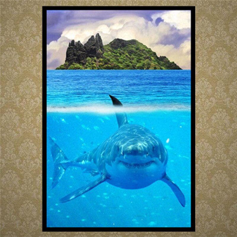 5D DIY Diamond Painting Cartoon Animal Shark Diamond Embroidery Cross Stitch 20X30CM