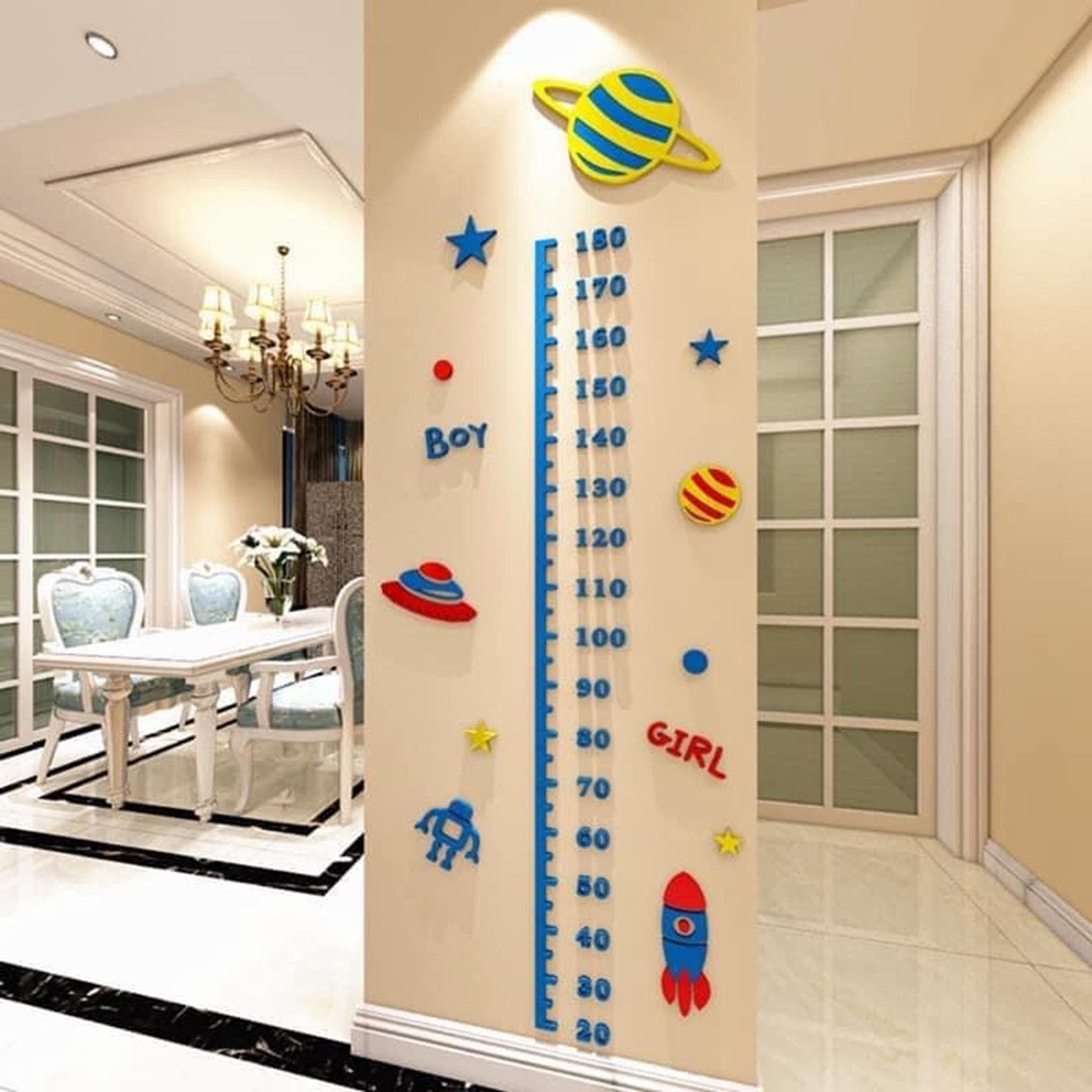 Growth Chart Children Height Measure Wall Ruler Acrylic Home Decoration for Kids Planet Planet