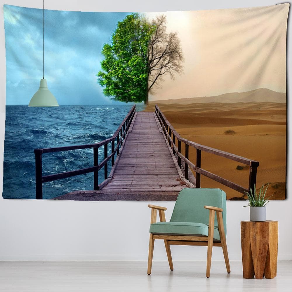 The Environment After Desertification Tapestry Wall Hanging Miserable Fantasy Bohemia TV Background Cloth Decor 95x70CM