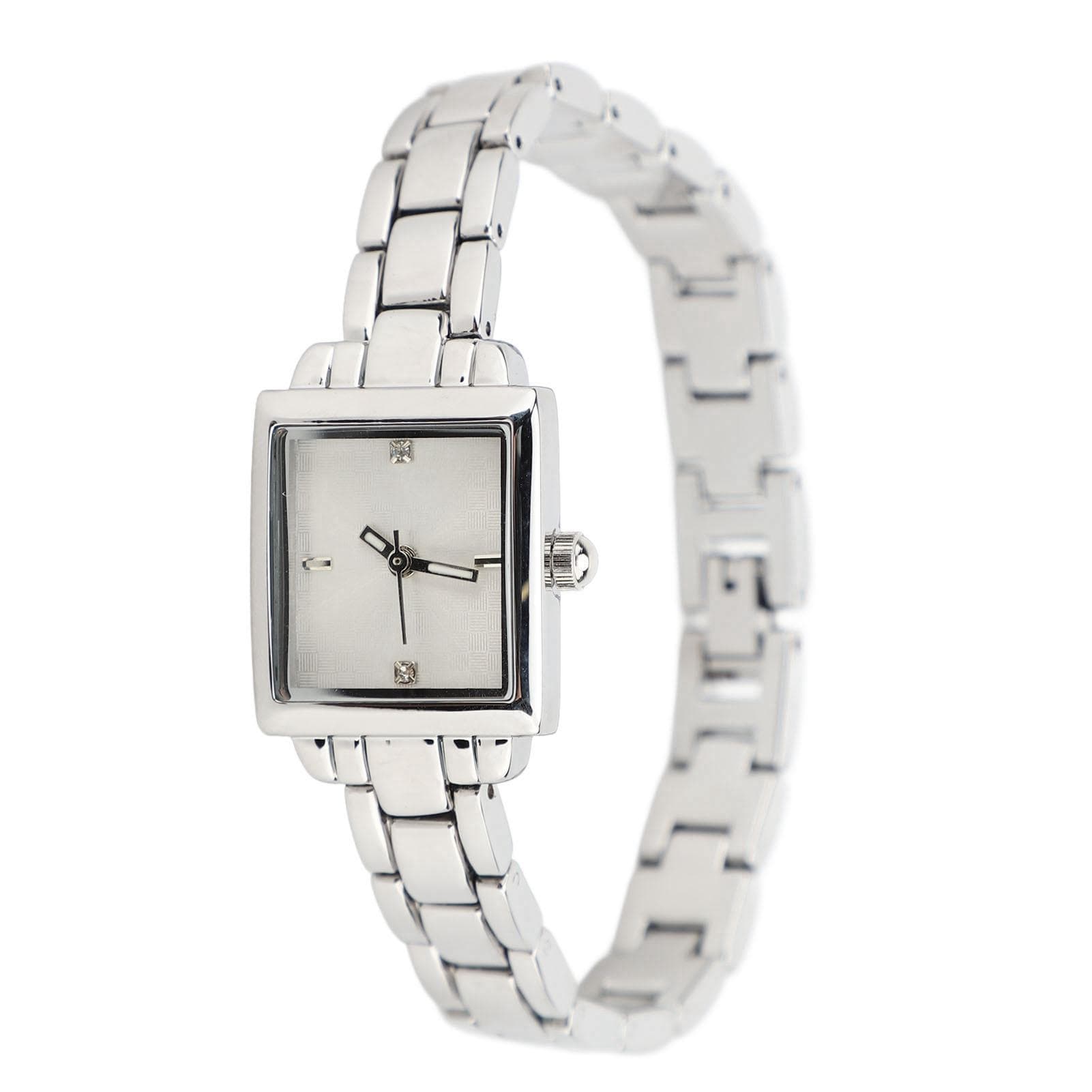 Women Stainless Steel Wristwatch Rhinestone Fashionable Rectangular Water Proof 30m Lady Watch for silver