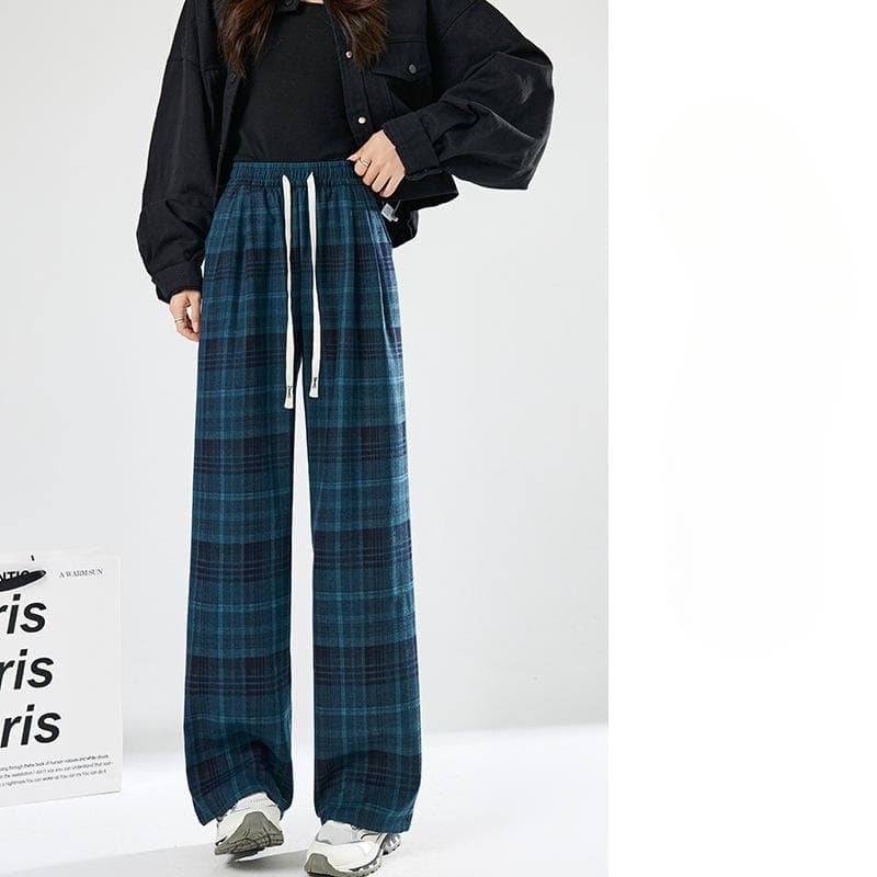 Women's Spring and Autumn New High-waist Drooping Loose Lazy Style Small Retro Straight Wide-leg Pants XL