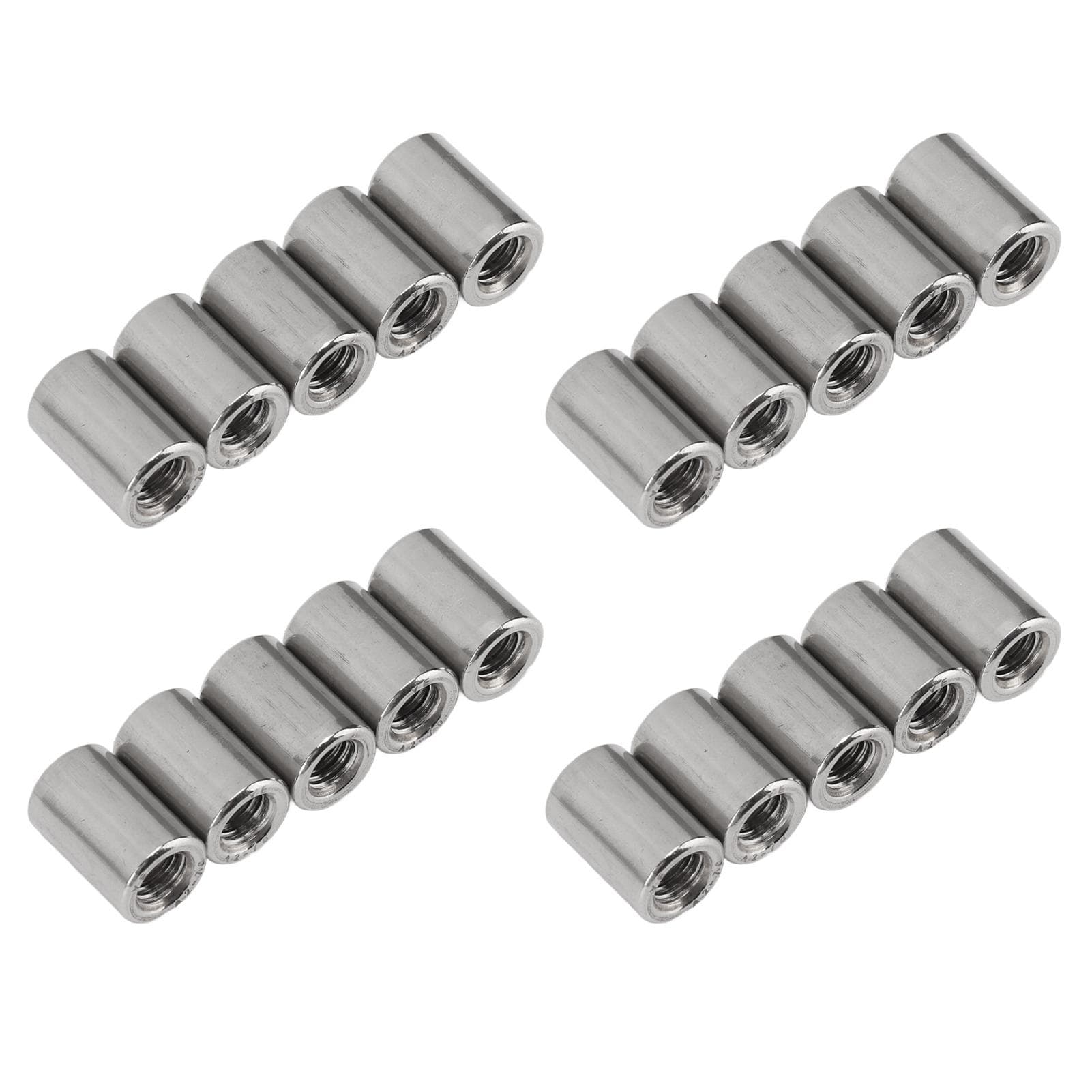 20Pcs Coupling Nut Round Stainless Steel Rod Connector Nut M6 Female Thread Fastener