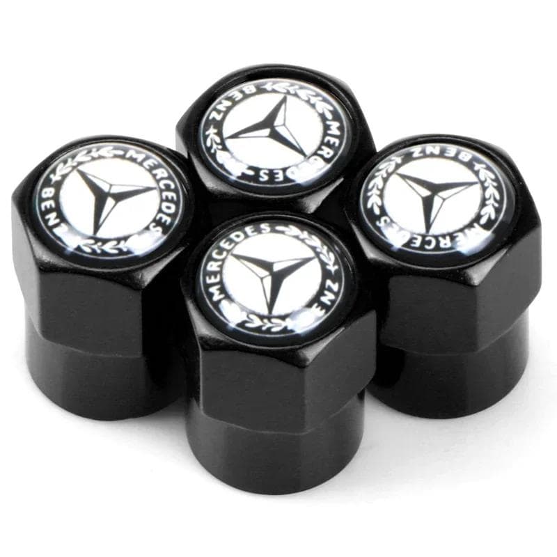 New For Mercedes Benz 4Pcs Car Wheel Tire Air Valve Caps Stem Cover with Color Brand Logo for Mercedes benz A B R G Class GLK GL