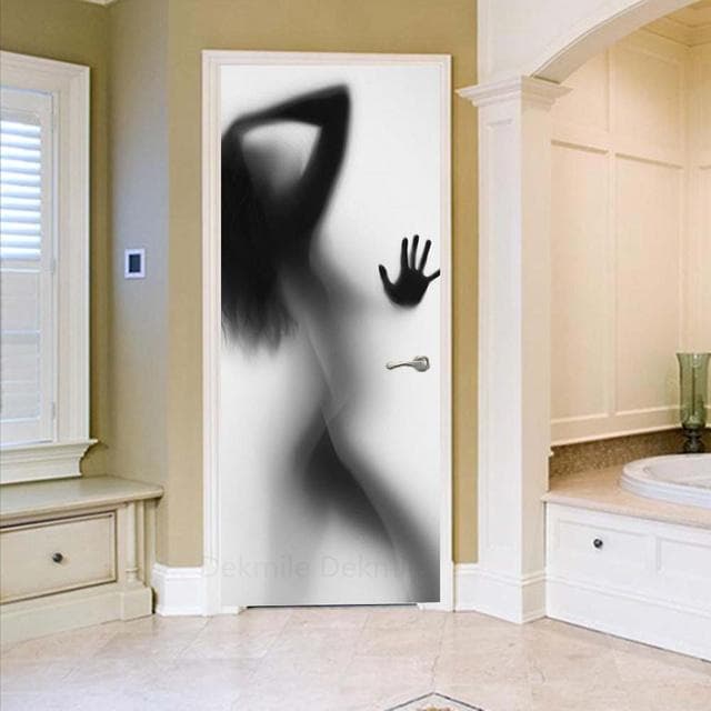 3D Scenery Porch Vinyl Door Sticker For Bedroom Home Decor Self Adhesive Removable Wall Decal Door Renovation Waterproof Poster 40x120cm(not cut)