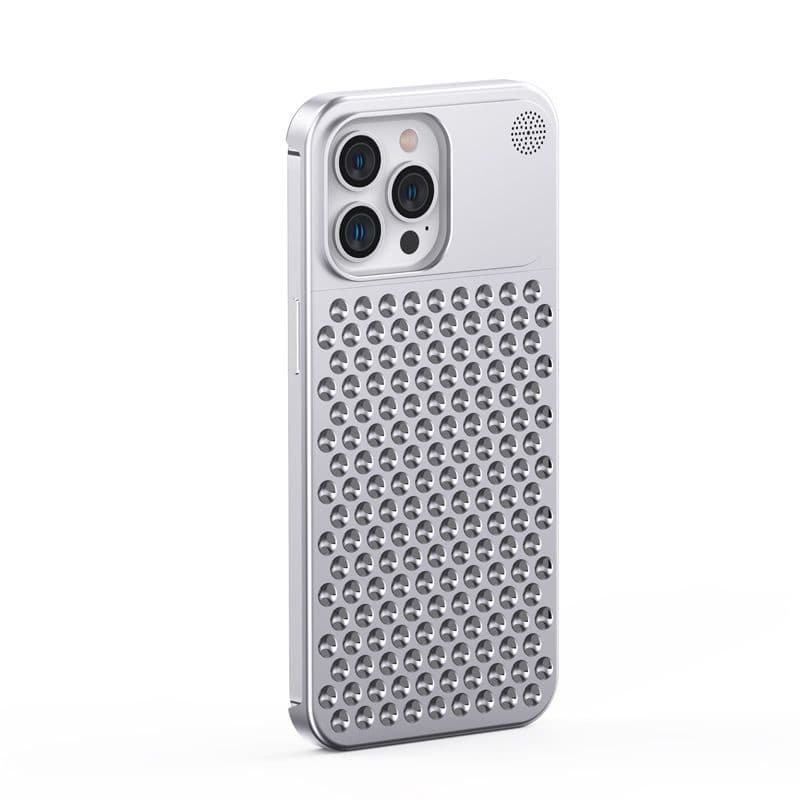 Applicable To Apple 14 Mobile Phone Case Aluminum Alloy Aromatherapy Metal Frameless IPhone 13 Hollow Heat Dissipation Protective Case iPhone 15Plus