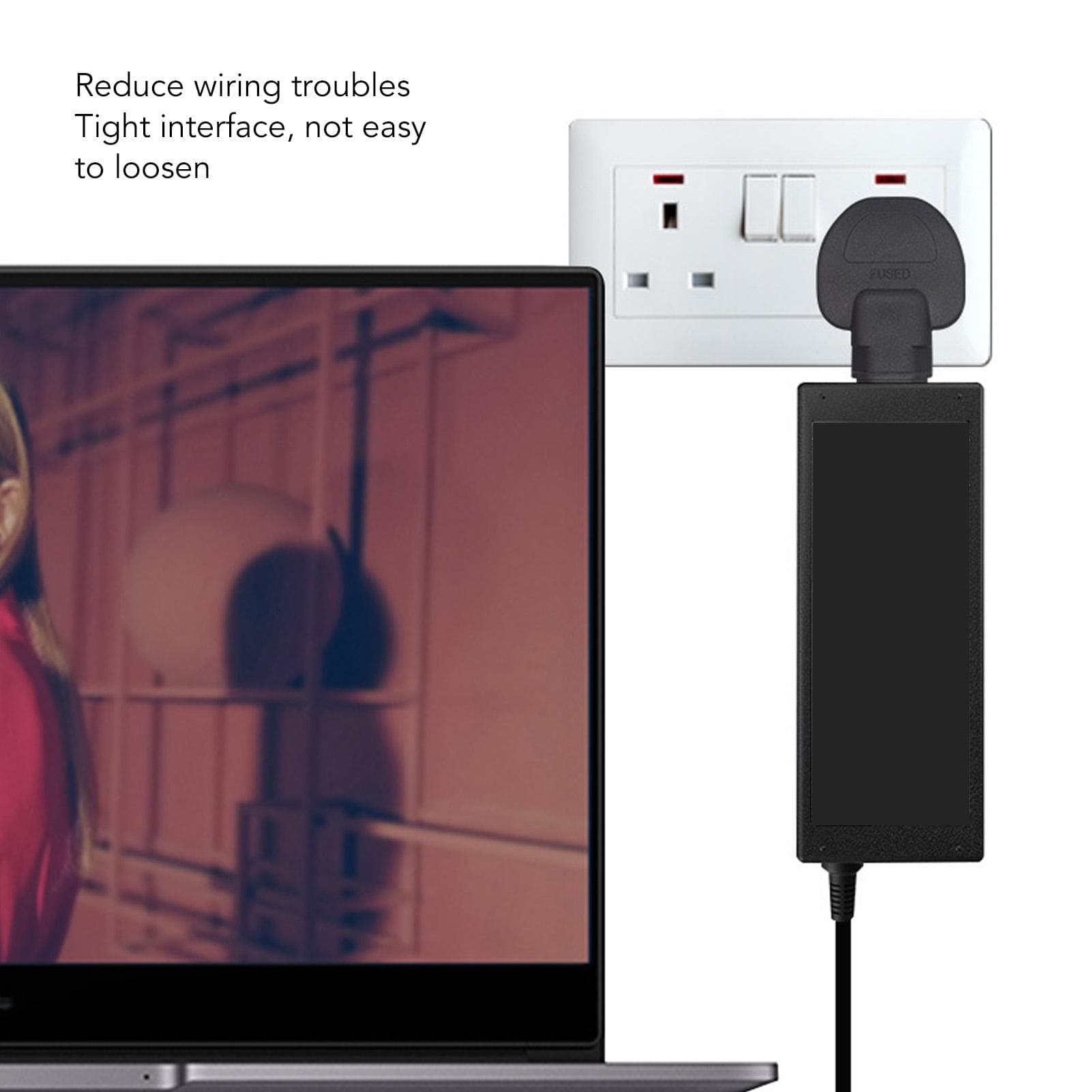 2Pcs to IEC320 C13 Power Adapter Power Cord Adapter Connector for Laptop Computer UK Plug