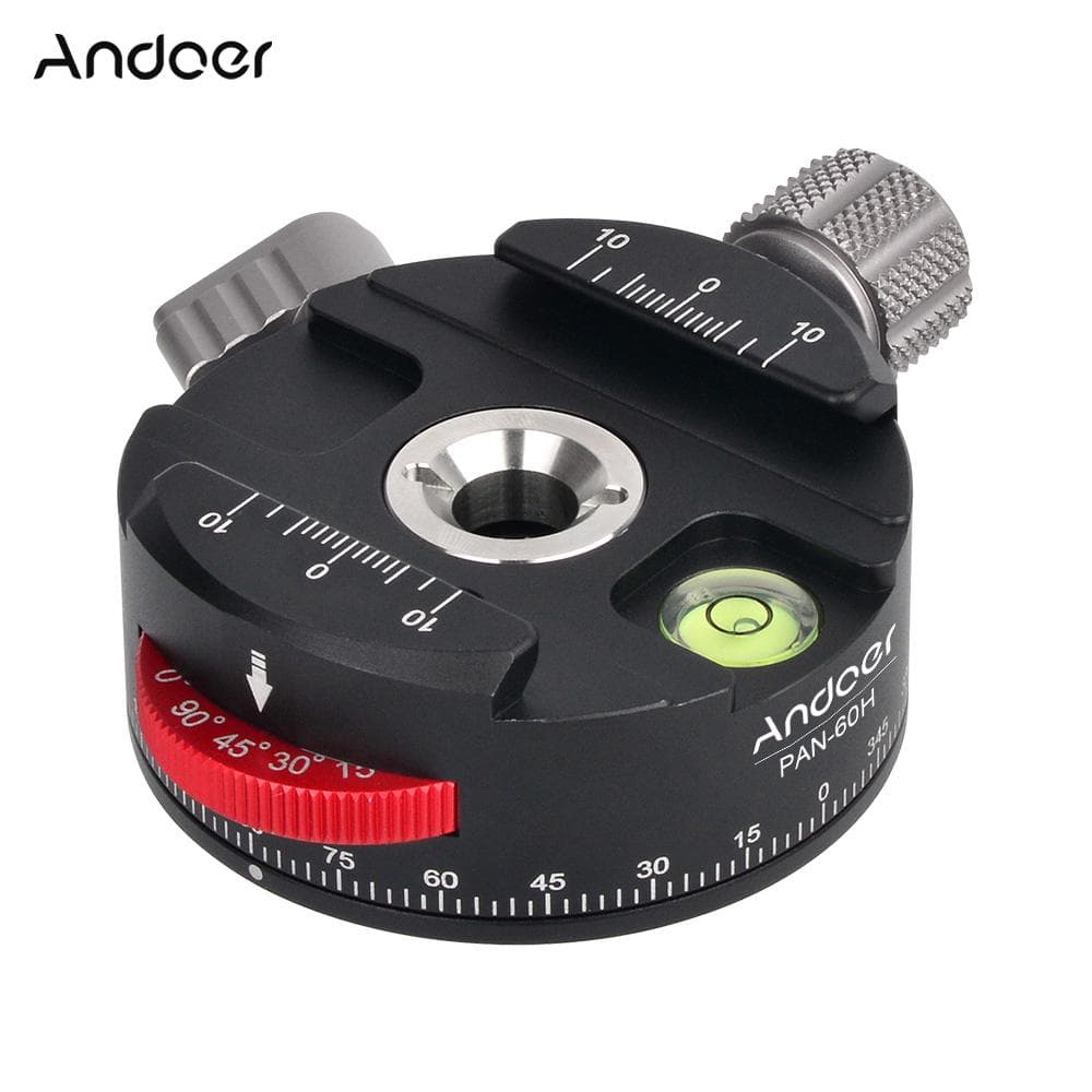 PAN-60H Panoramic Ball Head Tripod Head with Indexing Rotator, AS Type Clamp red