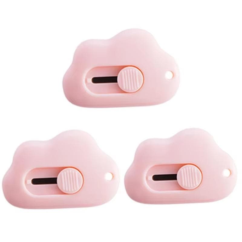 1-3 Piece Cuter Mini Clouds Utility Knife Knife Paper Cutter Art Pcreative Cloud Cute Cartoon Box Knife Stationery Tape Cutter Three-color Optional 3PCS pink
