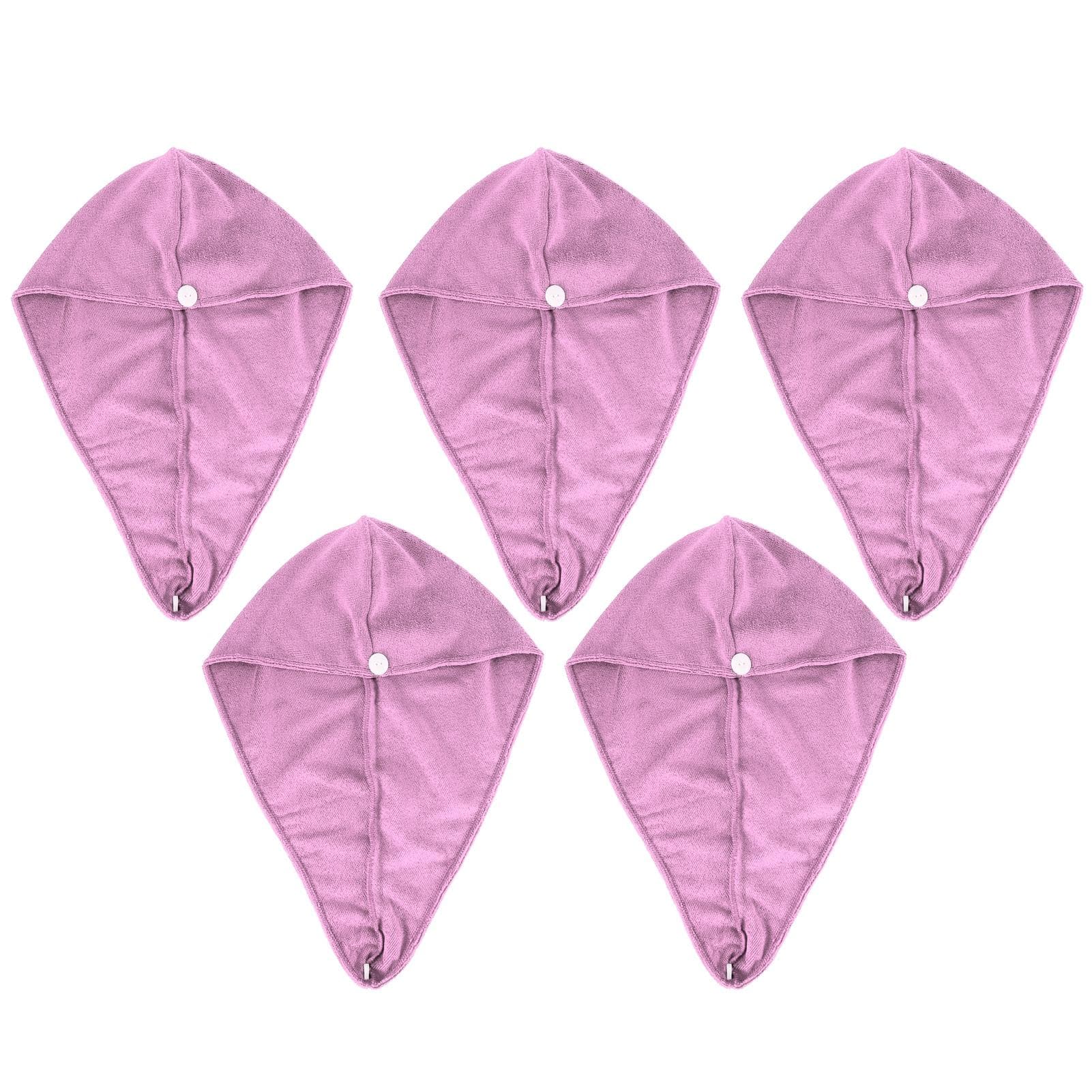 5pcs Microfiber Hair Drying Hat Absorbent QuickDry Women Girls Soft Turban Towel 9.1x25.6in(Light light purple