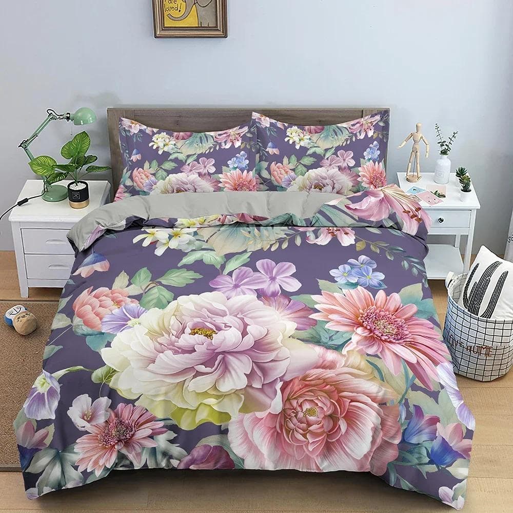 Beautiful Flowers Duvet Cover Set 3D Floral Printed Bedding Set Luxury King Queen Full Bedclothes With Pillowcase Home Decor 70x133cm 2pcs