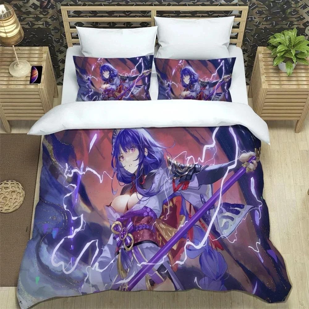 3D Anime Genshin Impact Bedding Set,Duvet Cover Comforter Bed Set Quilt Cover Pillowcase,King Queen Twin Size Boys Girls Adults 70x133cm 2pcs