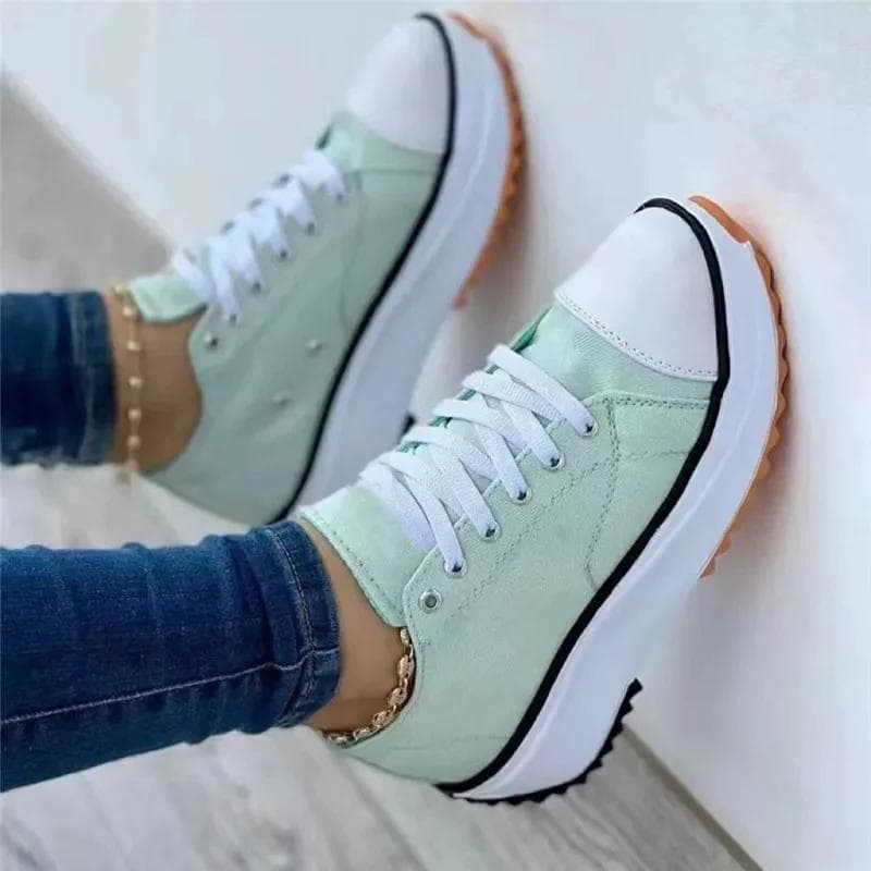 Speedy Classic White Canvas Shoes Women Sneakers Solid Lace-Up Casual Platform Shoes for Women 39