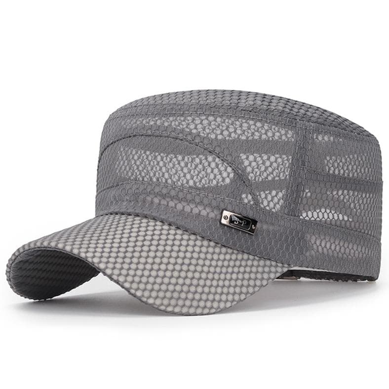 Men's Fashion Mesh Casual Breathable Sunscreen Hat Summer Outdoor Flat Top Cap One Size light grey