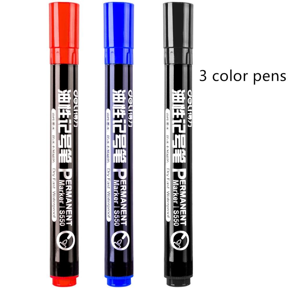 3pcs Oil ink Permanent Marker pen Waterproof Black Blue Red color metal ceramic CD fabric wood D6842 multicolour