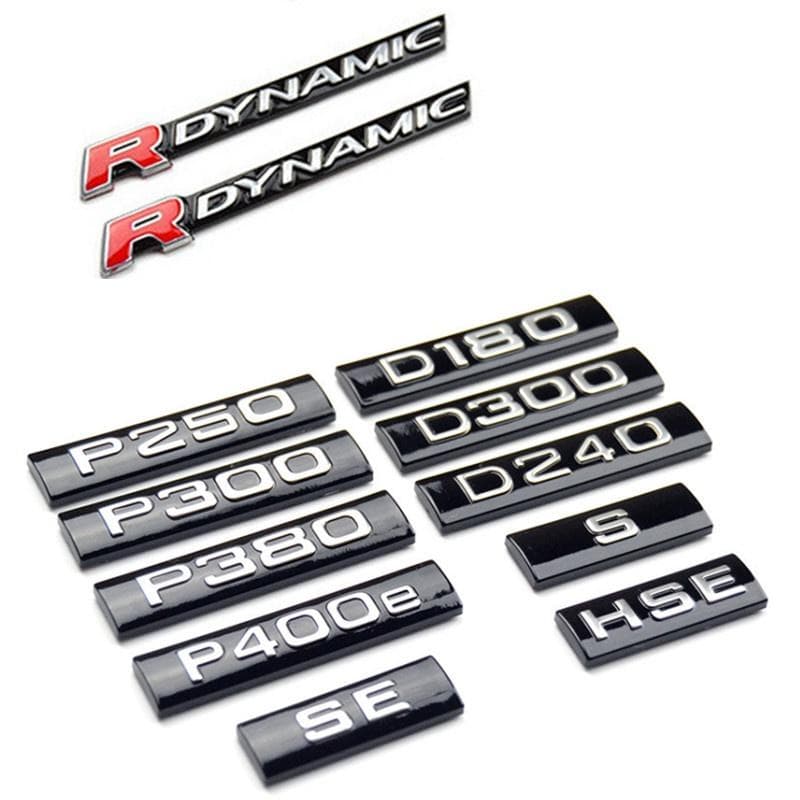 P250 P300 P380 P400e D180 D240 D300 S SE HSE R-DYNAMIC Bar Emblem Badge for R-ange R-over VELAR Letter Car Styling Trunk Logo Sticker D300