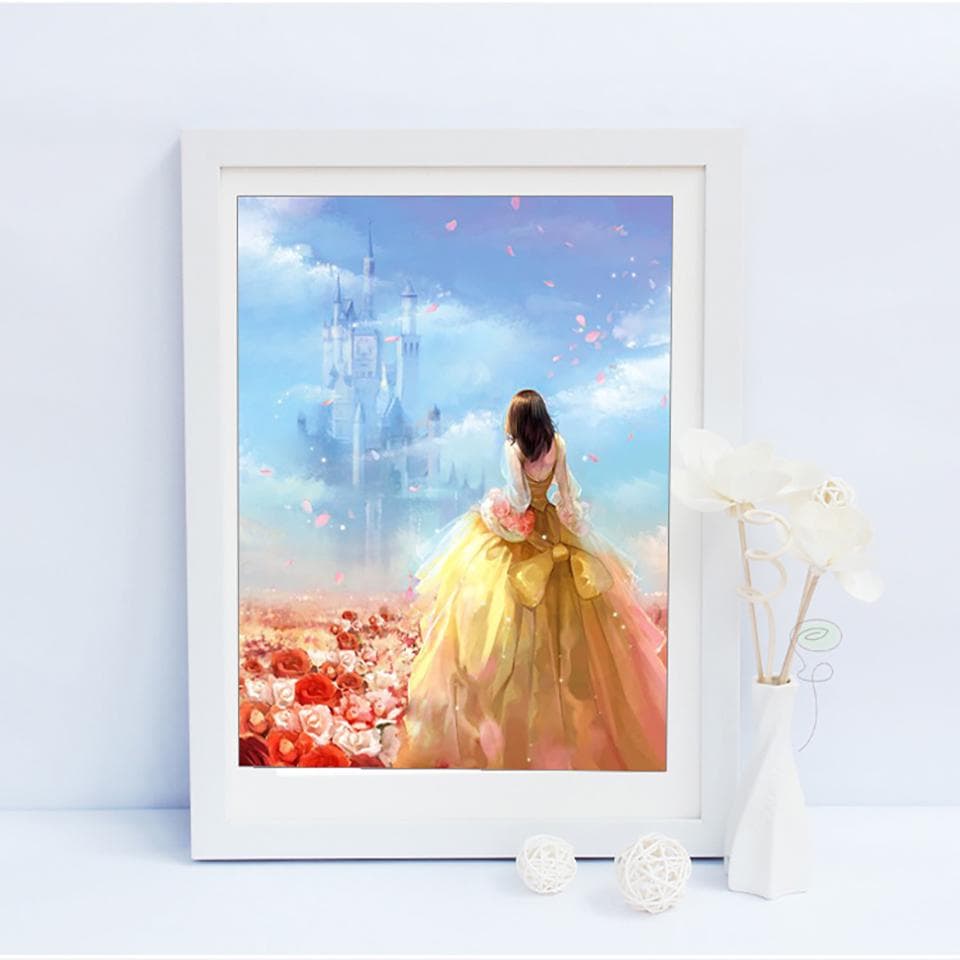 Princess Castle DIY Crystal Painting Use No Frame Full 5D Round Square Diamond Painting Kits 20X30CM