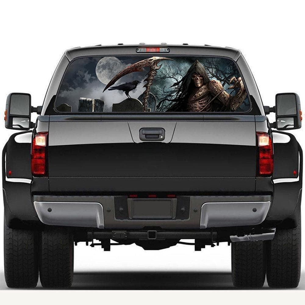 Rear Window Sticker Grim Reaper Cemetery Graphic Decal for Car SUV Truck 135*36cm 135*36cm