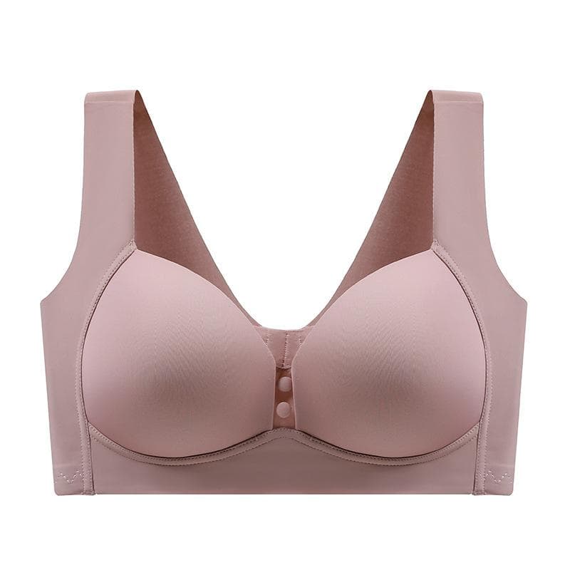 Seamless Bra Women's Large and Thin Underwear Full Cup Without Steel Ring Gathered Bra Solid Casual Bra Traceless Bra 42/95B pink