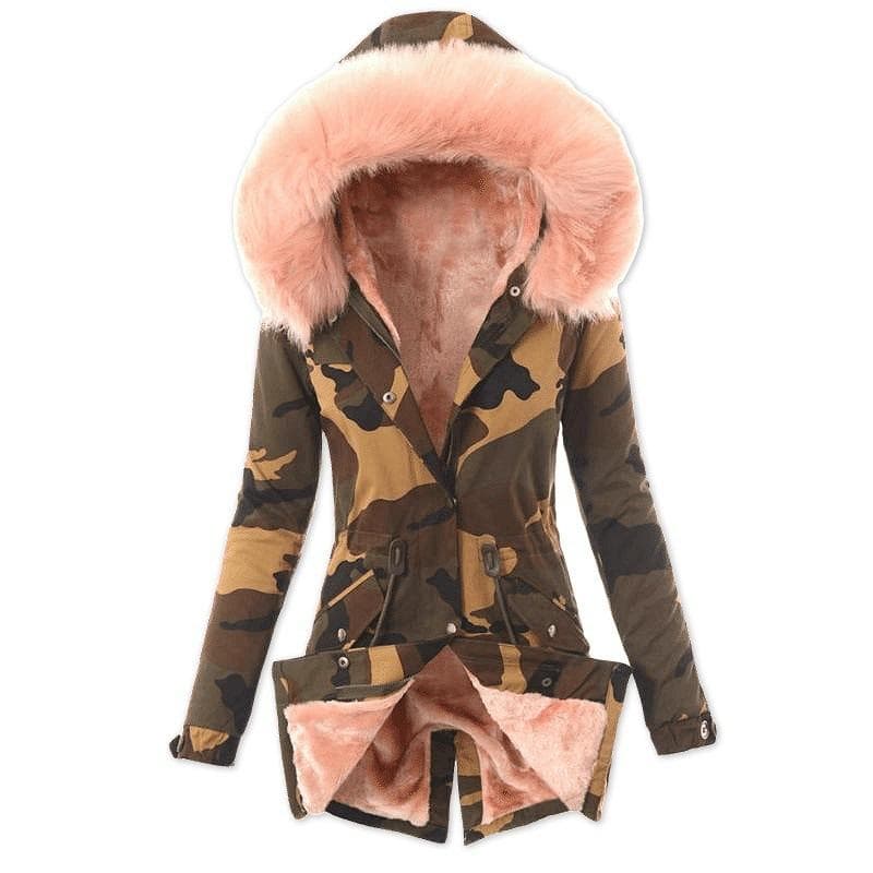 Jacket Warm Cotton-padded Jacket Large Size Cotton-padded Jacket Hooded Camouflage Cotton-padded Jacket Women's Cotton-padded Jacket M