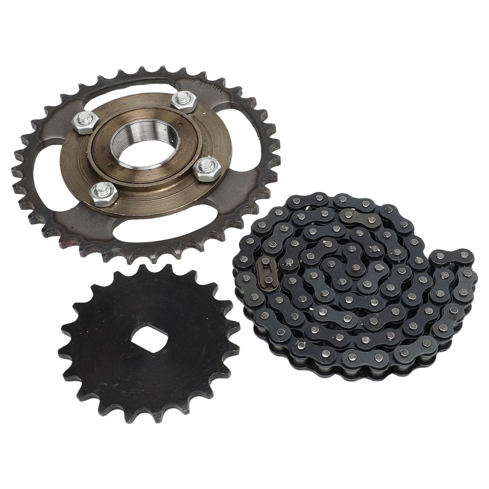 36T Chainring with Toothless Flywheel 420 Chain 20 Tooth Sprocket for DIY Scooter Bicycle