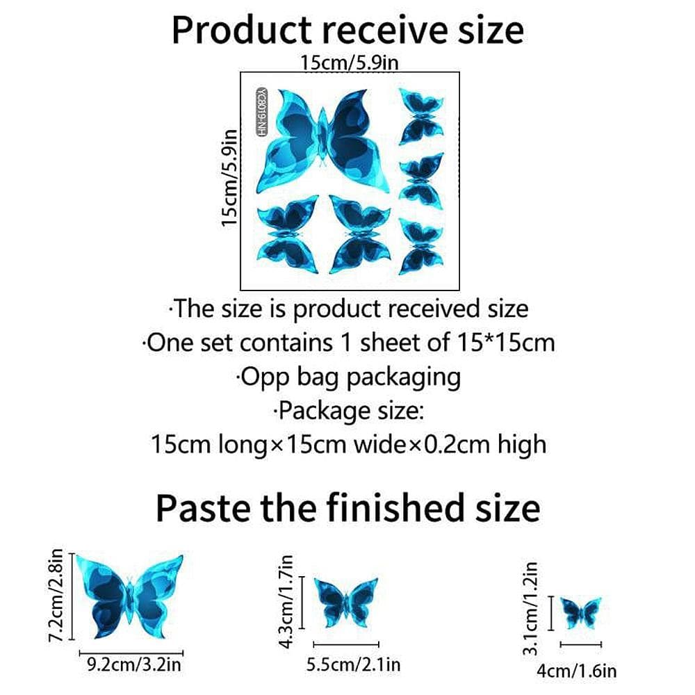 Blue Glow In The Dark Butterfly Wall Stickers Room Decoration Living Room Bedroom Wall Decals blue