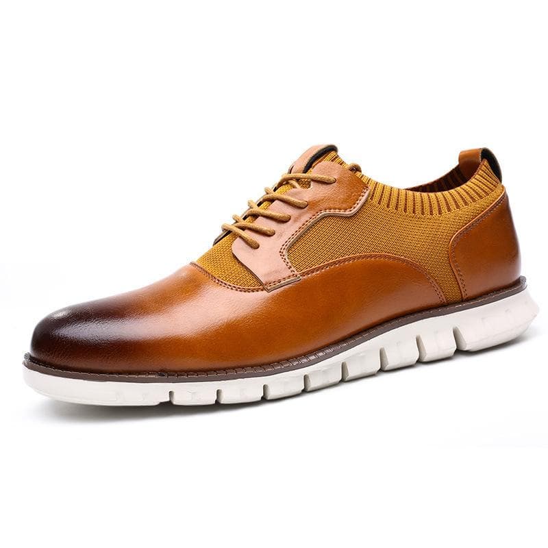 Large Size Men's Shoes Korean Style Casual Flying Weaving Spring and Autumn Lace-up Men's Youth All-match Leather Shoes Men's Fashion 47 brown