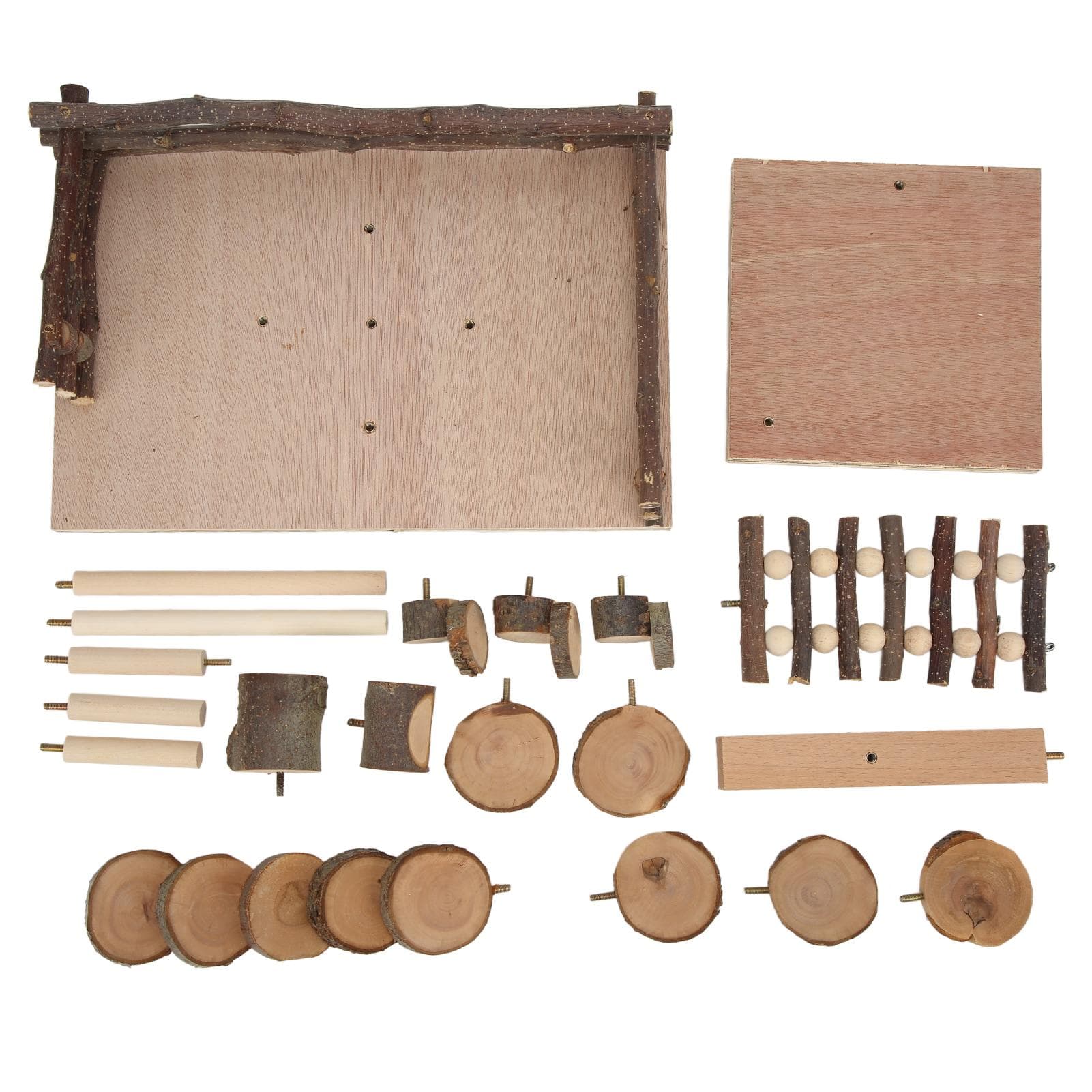 Hamster Natural Wood Playground Set Hamster Living Climbing System for Small Pets