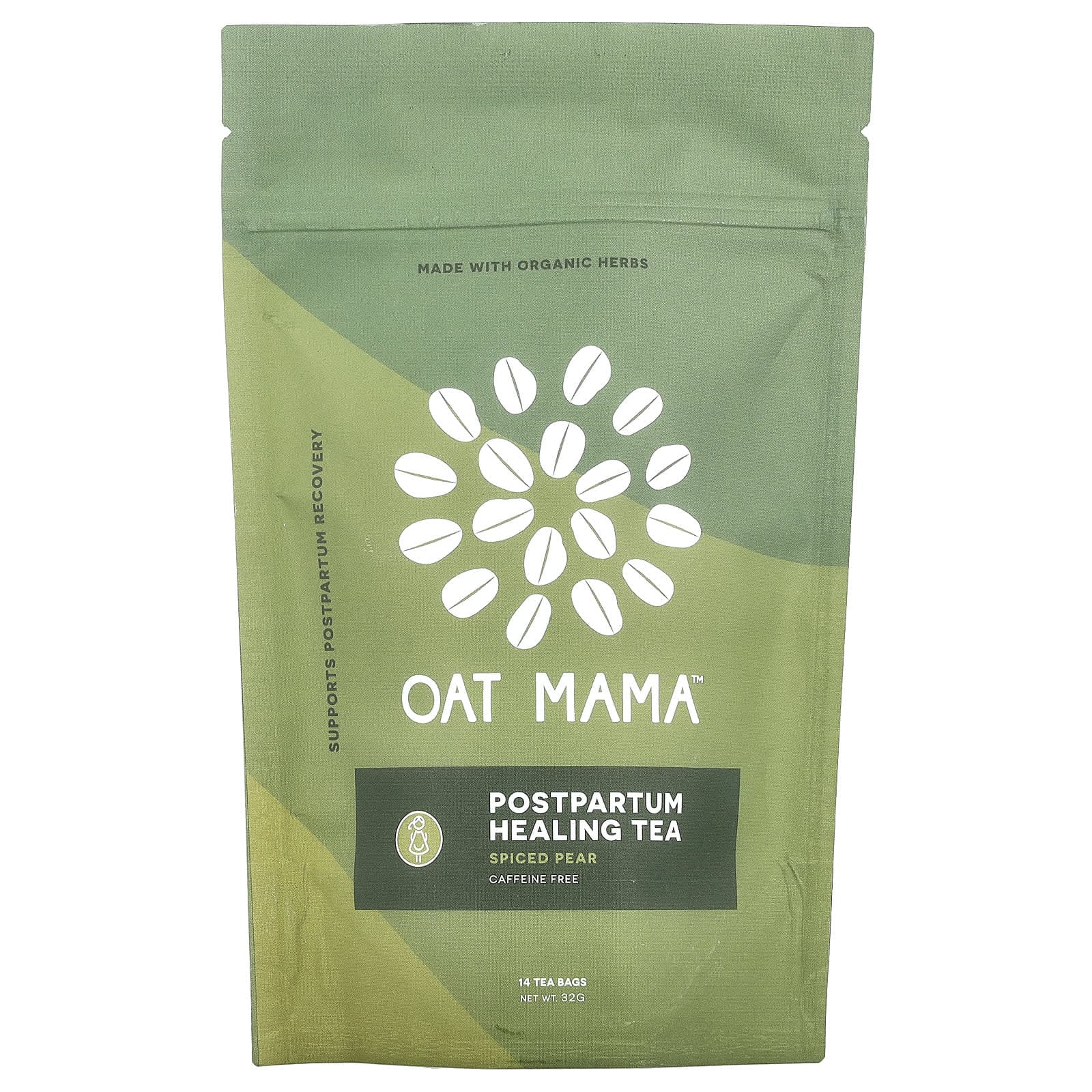Oat Mama, postpartum healing tea, spicy pear, caffeine-free, 14 tea bags, 32g