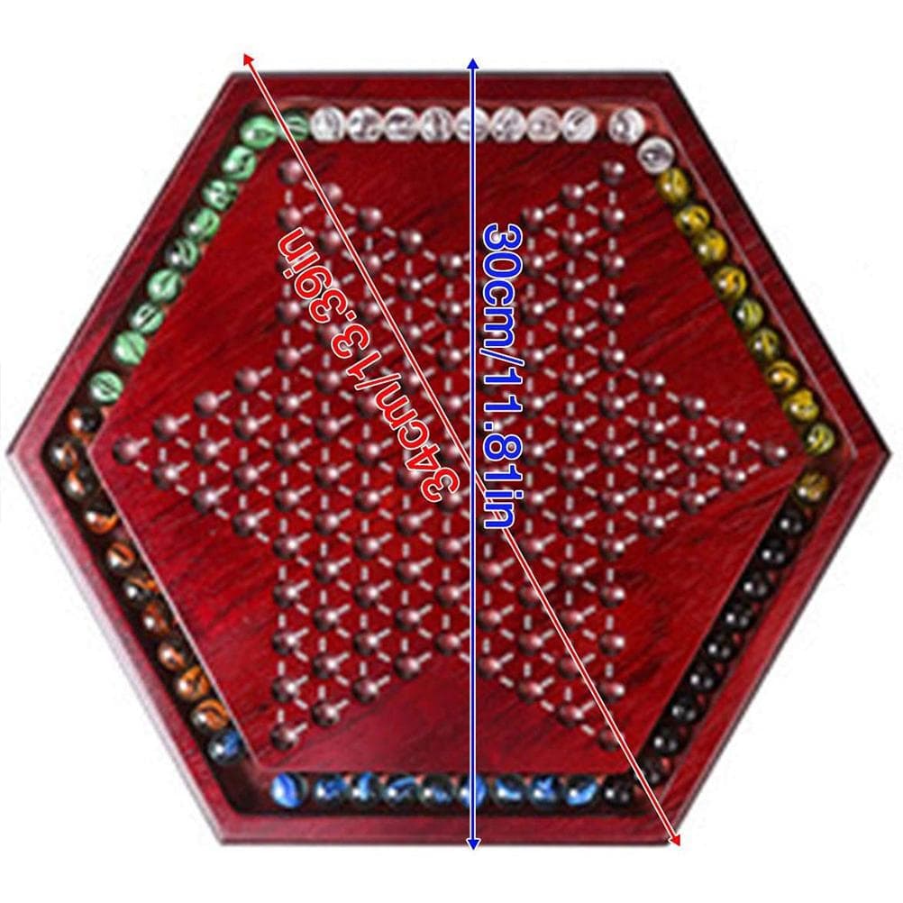 Portable Chinese Checkers Board Game with Marbles Wooden Board Game Hexagon Chinese Checkers Family