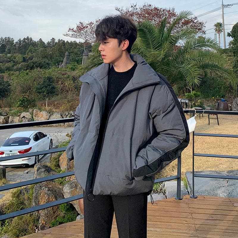 Cotton Coat Men's Autumn and Winter Thickened Couple's Coat Korean Style Trendy Brand Cotton Jacket Short Workwear Cotton Coat 2XL