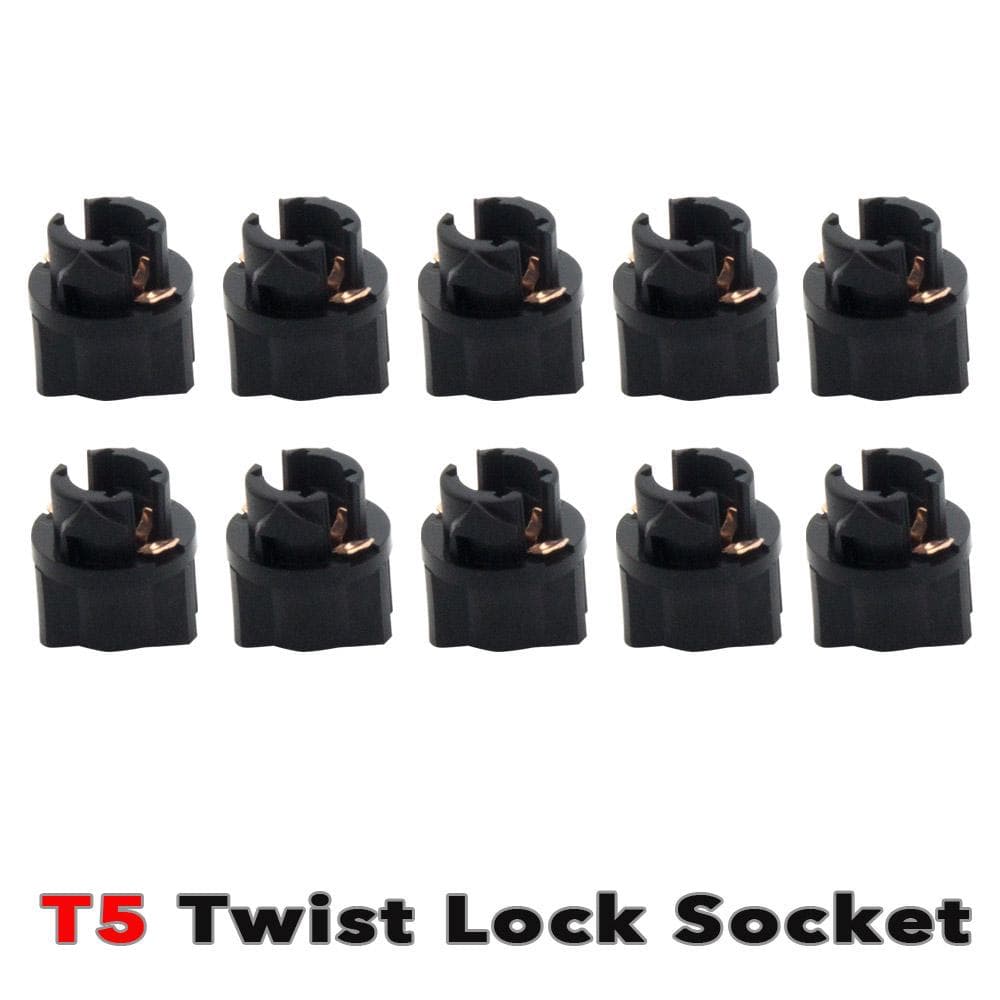 10Pcs T5 LED Twist Socket PC47 Instrument Panel Cluster Replacement Socket Lamp Holder