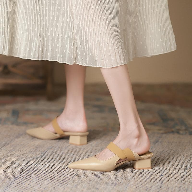 A Word with Sandals Female Summer New Pointed Low Single Shoes Female Fairy Wind Thick Sandals. 39
