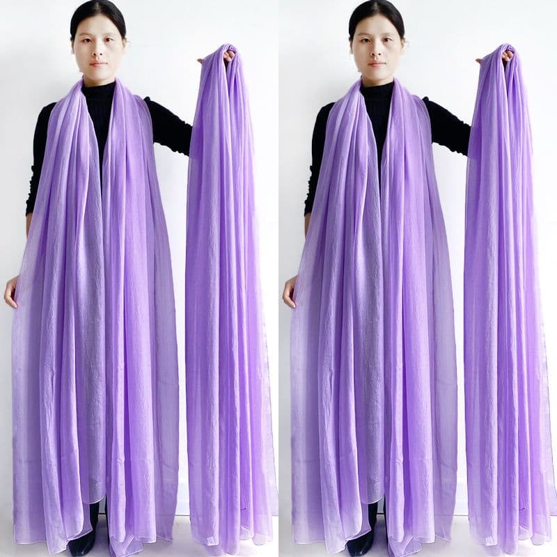 Extra Large Size Shawl Solid Color Scarf Women's Fashion Scarf Chiffon Dance Scarf Sunscreen Beach Towel, Max. size is 3*1.5m (±5-10cm errors) L: 2M* W: 1.5M light purple