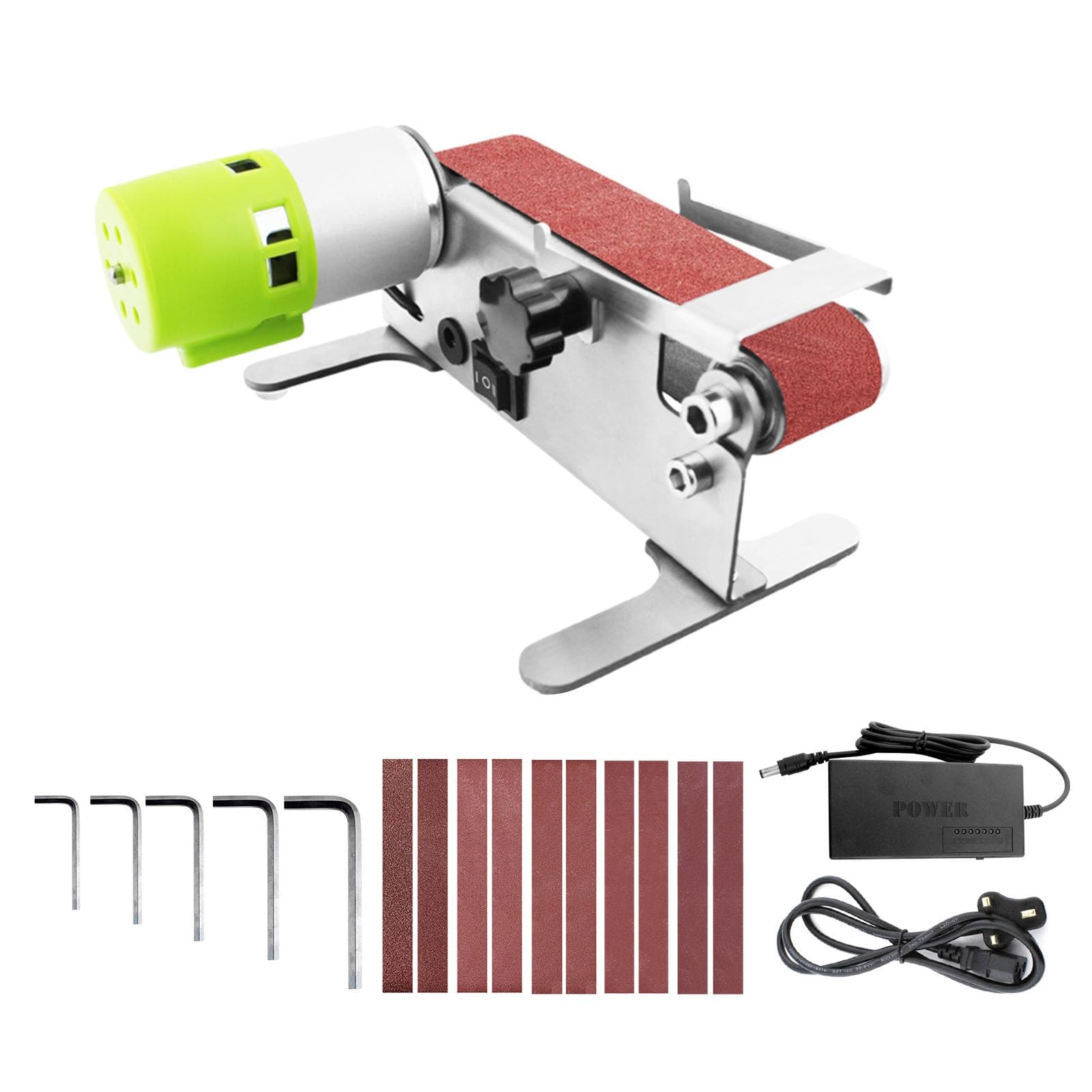 Horizontal Mini Belt Sander Electric Sanding Polishing Grinding Machine Grinding Sander Grinder UK Plug & With Standard Accessory Kit