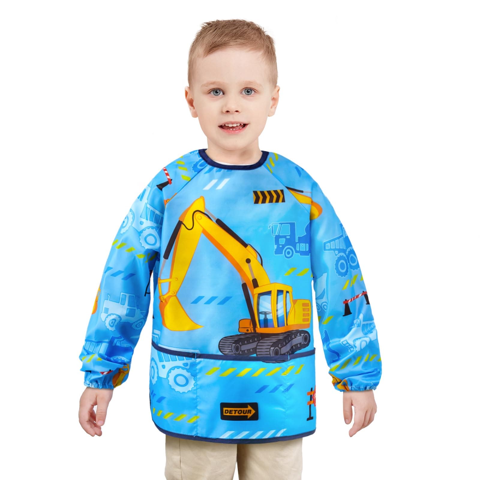 Art Smock - Kids Aprons for Girls Waterproof Toddler Art Smock Painting for Girls with Long Sleeve and 3 Pockets One Size
