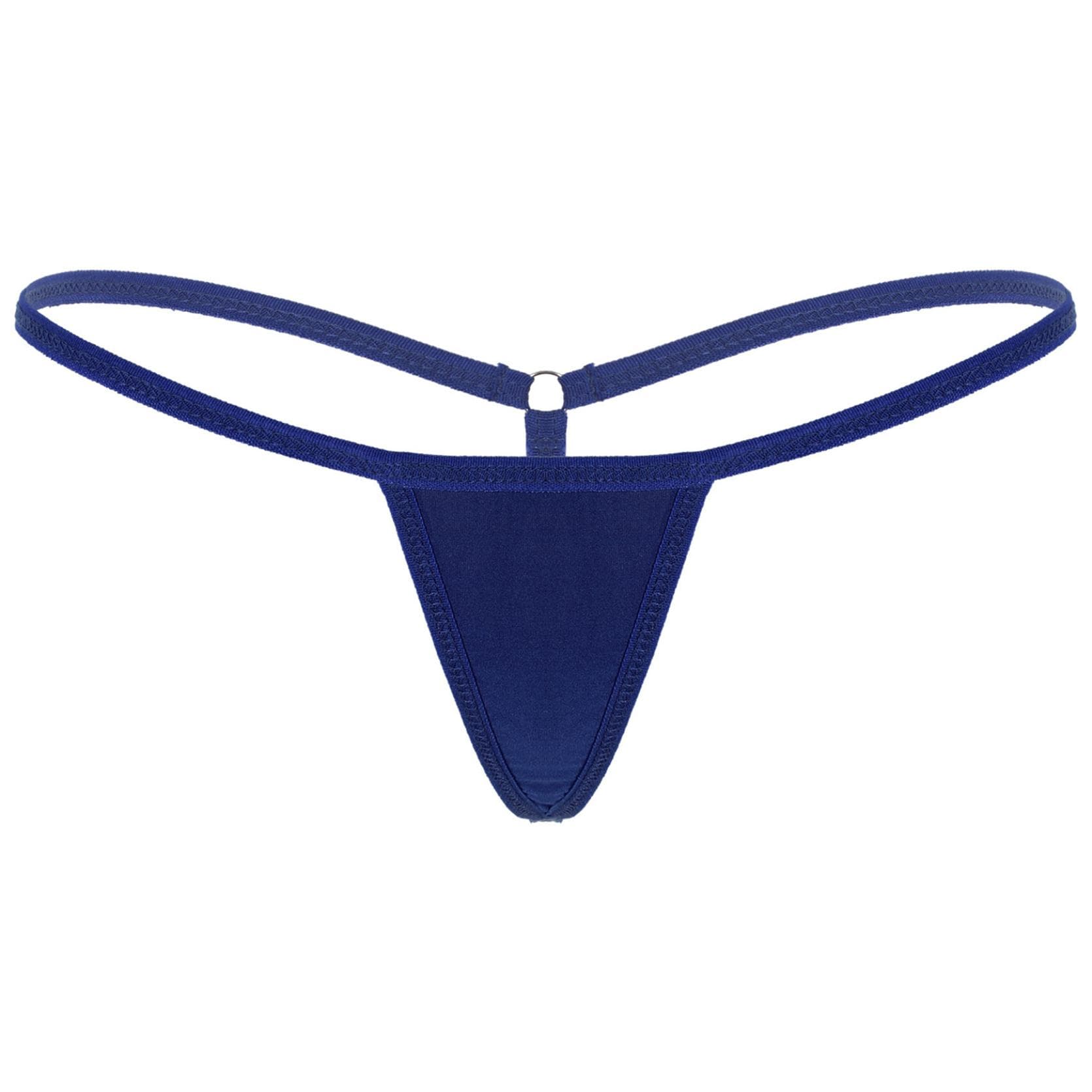 Womens Sexy G-String Thongs Panties Underwear Low Rise Bikini Bottom Briefs One Size navy blue