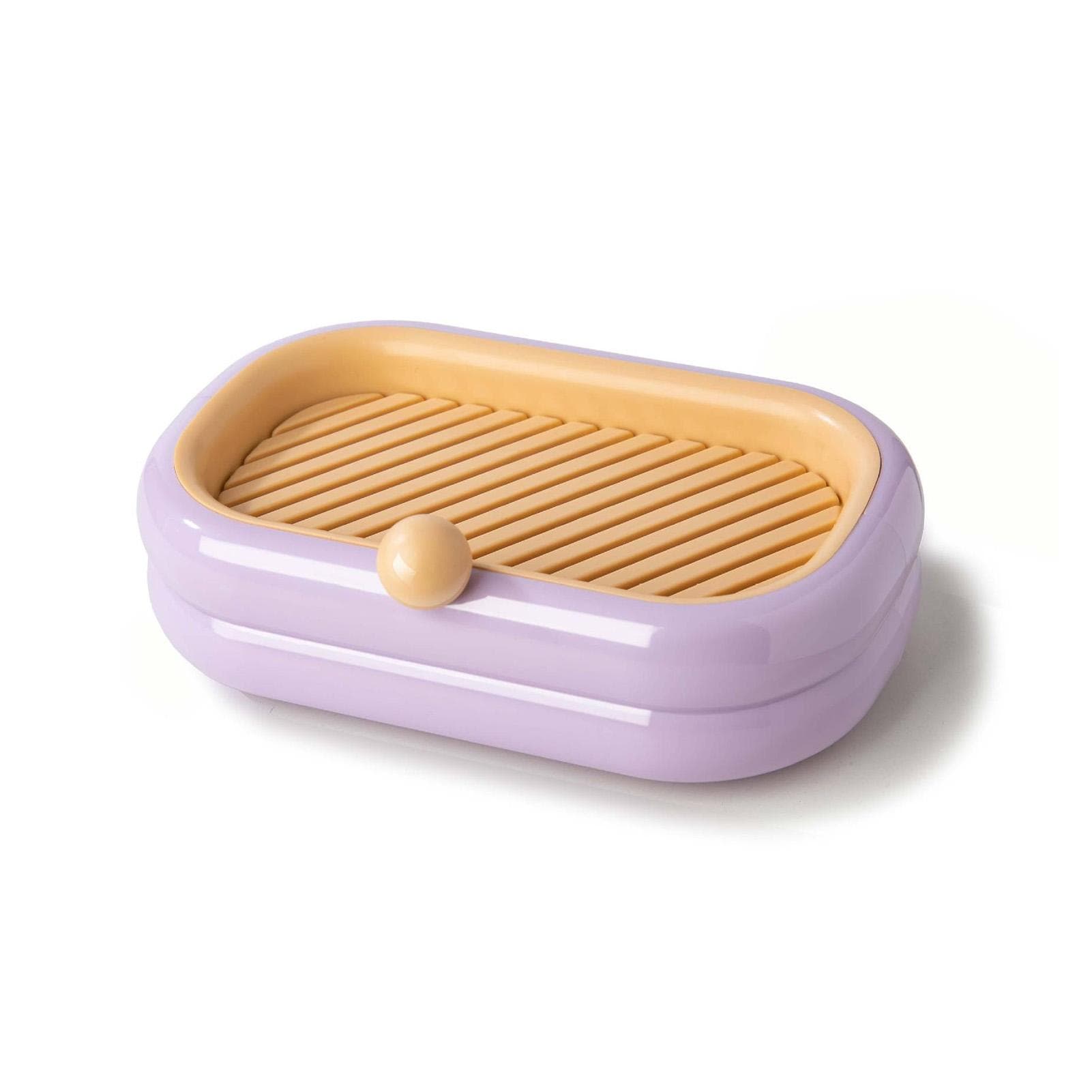 Cute Soap Dish Household Punch Free Wall Mounted Soap Holder with Drain for Bathroom Purple purple